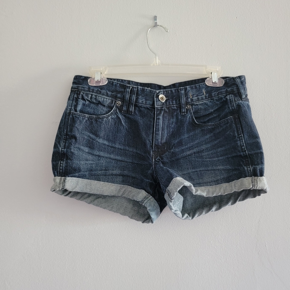 Madewell cuffed denim shorts mid rise 27 dark wash